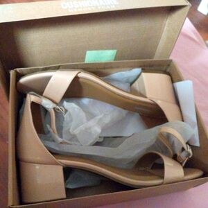 Elegant Nude Block Heel Sandals by CUSHIONAIR NIB